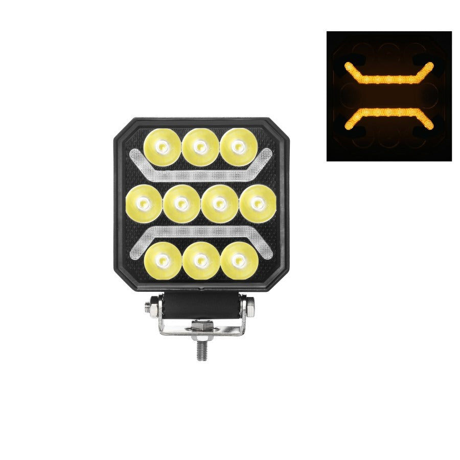 LED werklamp + 2 COB strips - 10 LED - Wit / oranje - 1500 Lumen LED werklamp + 2 COB strips - 10 LED - Wit / oranje - 1500 Lumen